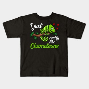 I Just Really Like Chameleons Cute Lizard Kids T-Shirt